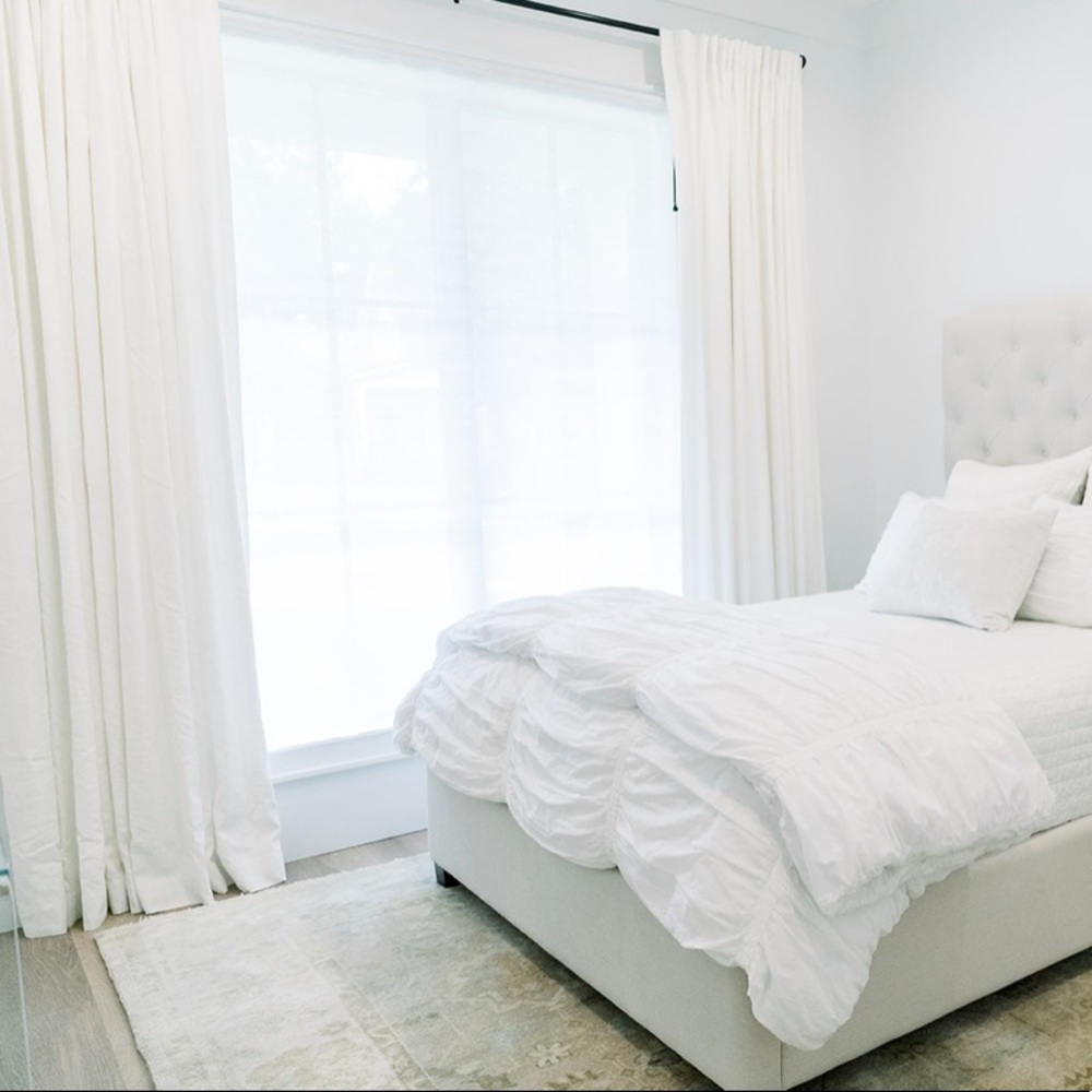 Pottery Barn Seaton Textured Cotton Curtain - White 50” x 108” - 2 panels